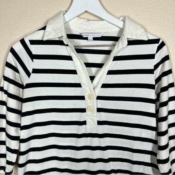 The Nines by HATCH Maternity Stripe 3/4 Sleeve Dress Size XS Black White - Picture 2 of 9